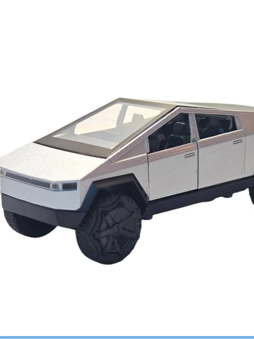 Silver Tesla Cybertruck Toy Car - Sleek Metallic Die-Cast Replica